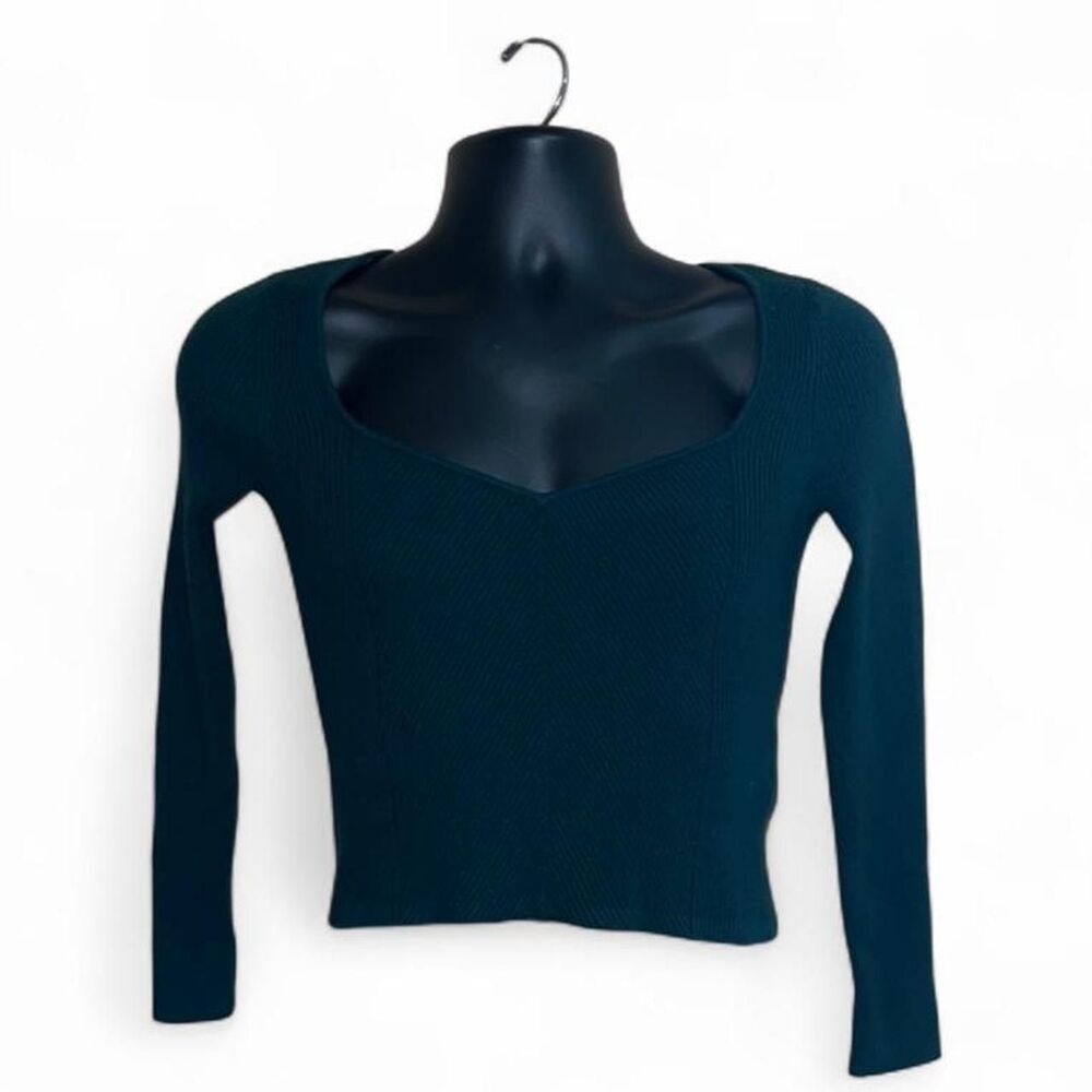 Abercrombie & Fitch Women's Dark Green Ribbed Long Sleeve Large - Picture 2 of 4